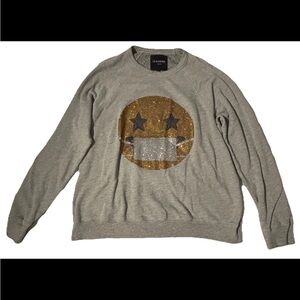 Le Superbe Keep Smiling Sweatshirt in Heather Grey Size Medium